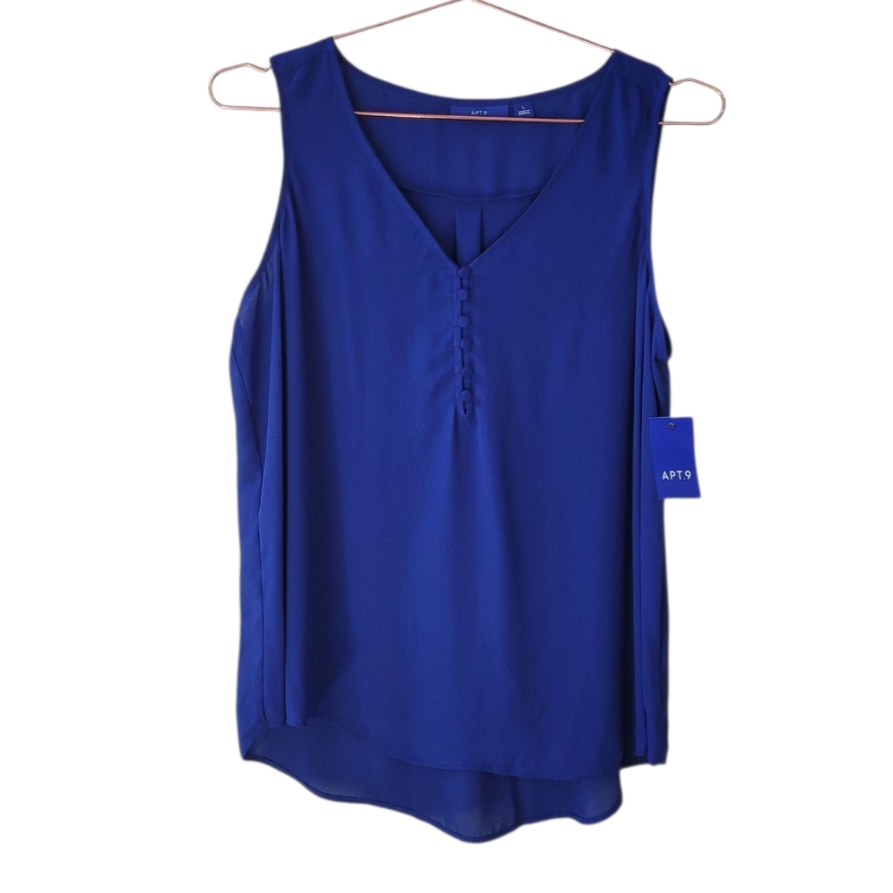 Apt. 9 Noah Navy Button Front Tank Top Shell Size L